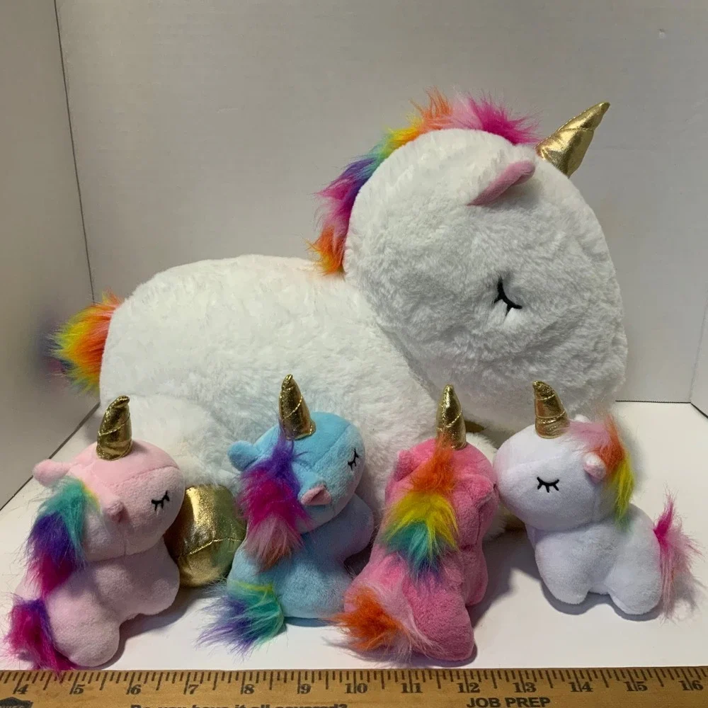 Snug a Babies Unicorn Plush w 4 Unicorn Babies Zip Pocket Stuffed Animal Toy